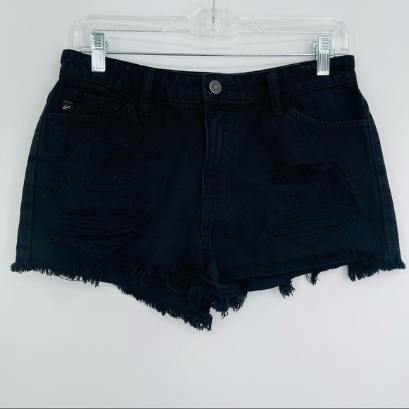 Kancan distressed cut off high rise shorts black‎ women's size Small - Picture 1 of 11